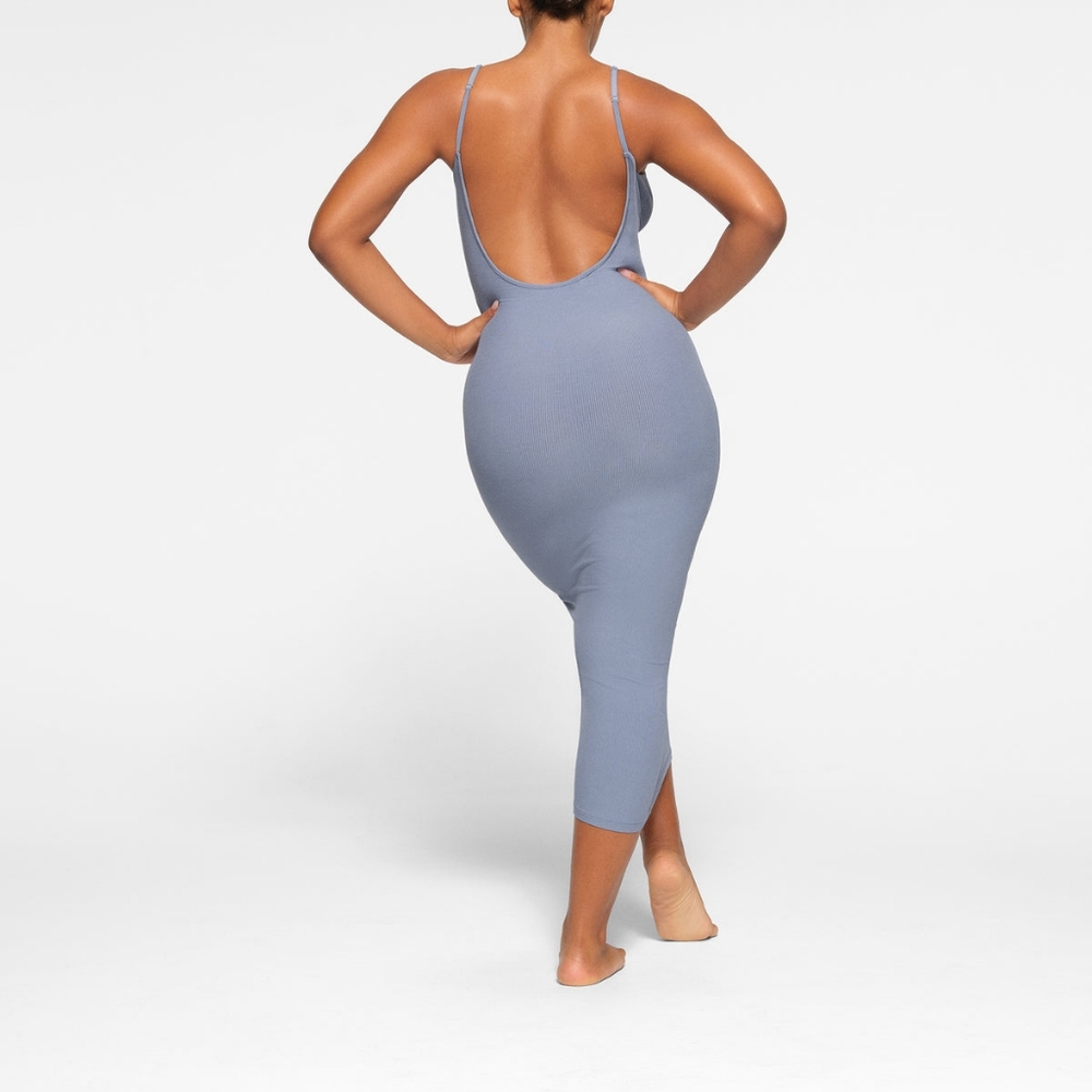 2. NWT SKIMS SOFT LOUNGE BACKLESS DRESS IN SLATE